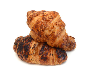 Fresh and tasty croissant over white background