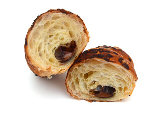 Fresh and tasty croissant over white background