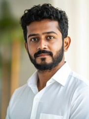 Obraz premium Indian business man having virtual team meeting on video conference call using laptop work from home office talking to diverse people group in remote teamwork online distance chat. Over shoulder view