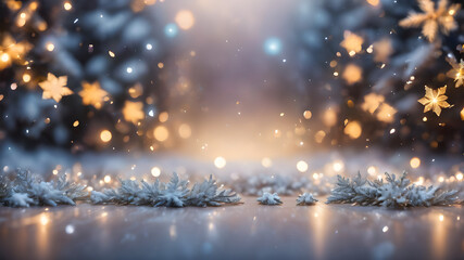 Christmas background with bokeh lights