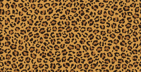Seamless detailed leopard print pattern on a yellow background.