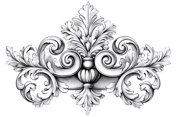Coloring page of victorian ornamental border with flourishes and scrollwork, vintage architectural details, line art.