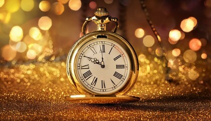 new year clock and christmas decorations