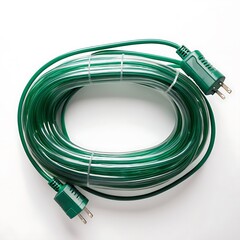 Big size extension cable and Cord green color  transparent or white background image