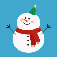 Cute Snowmen with Winter and Holiday Decorations. Christmas and Happy New Year Element