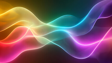 Neon dreamscape: a vibrant, abstract landscape of flowing neon waves in a spectrum of colors. Dreamscape Abstract. Illustration