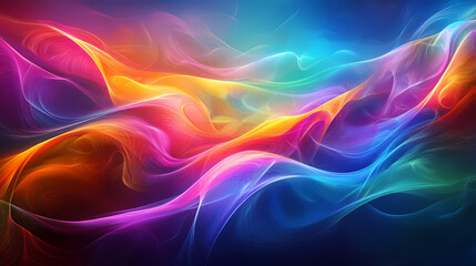 Fototapeta premium Neon dreamscape: a vibrant, abstract landscape of flowing neon waves in a spectrum of colors. Dreamscape Abstract. Illustration