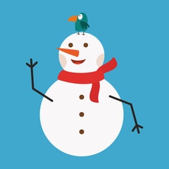 Playful Snowmen in Festive Winter Outfits. Christmas and Happy New Year Decoration