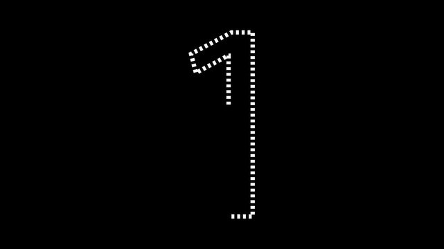 5 second countdown concept on white background. 5 to 1 count number on white background. 5 to 1 dotted number countdown.