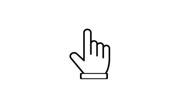 Hand cursor touch gesture on white background. hand cursor finger animation.