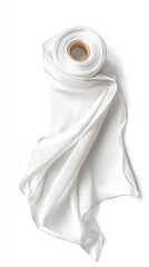 White Fabric Roll Close-Up - Smooth Texture and Drape