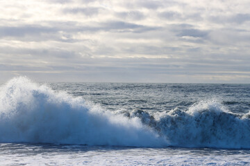Waves Crashing on Black Sand Beach