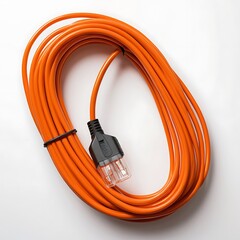 Big size extension cable and Cord orance color transparent or white background image