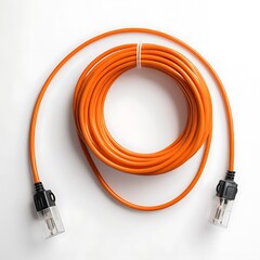 Big size extension cable and Cord orance color transparent or white background image