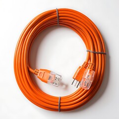 Big size extension cable and Cord orance color transparent or white background image