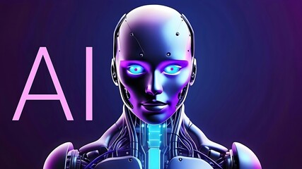 Black background with robot head and text "AI".