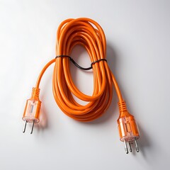 Big size extension cable and Cord orance color transparent or white background image