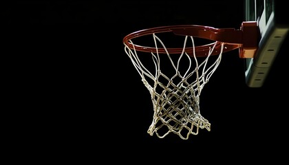Close-Up of a Basketball Hoop Against a Dark Background Capturing the Essence of the Game, Perfect for Sports Enthusiasts and Athletes Alike