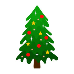 Festive Christmas Trees with Stars and Ornaments Decoration