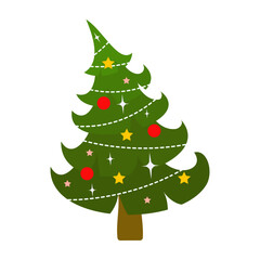 Festive Christmas Trees with Stars and Ornaments Decoration