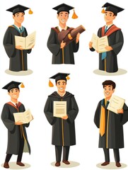 Master of Engineering management isolated cartoon vector illustrations set. Petroleum engineer diploma, architectural education, biomedical studies, university diploma vector cartoon.