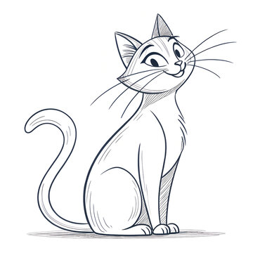 recommend clip art: Cute smiling cat illustration with a playful expression and detailed features