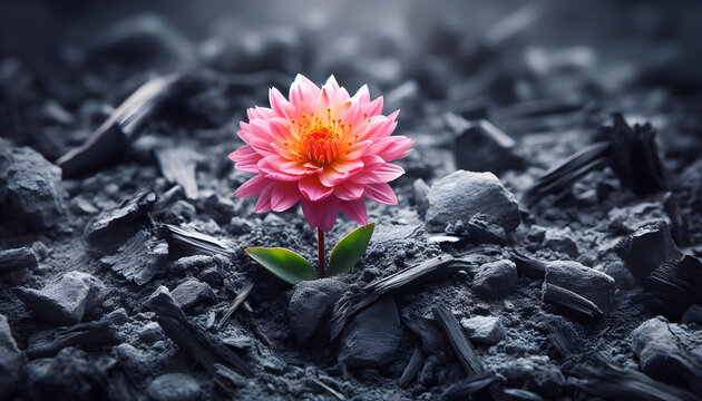 Blooming Flower in Ashes