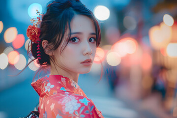 portrait of a woman in kimono dress