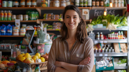 woman standing at the barista cashier