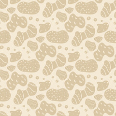 Sand with stones sea beach seamless pattern. Nursery endless background. Baby neutral gender ocean-themed background. Vector hand drawn surface pattern flat design