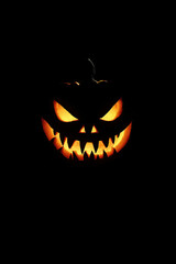 Glowing Jack-o'-Lantern with Fangs