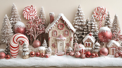 Obraz premium Whimsical Holiday Scene with Candy and Snow