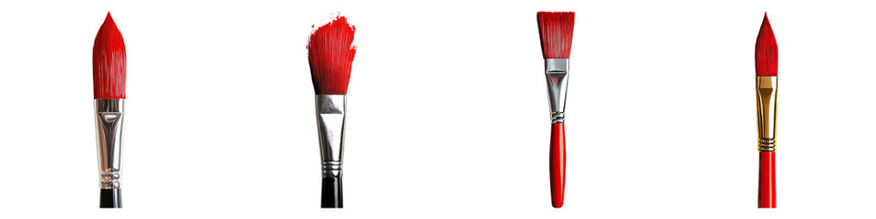 Obraz premium Red brush isolated on transparent background, Set of