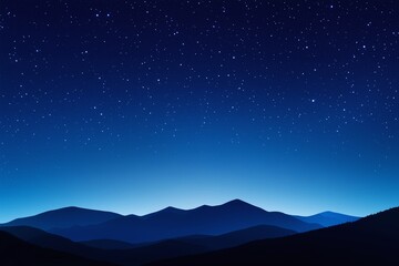 Starry night over hills, art minimal landskape,  wallpaper, banner, copy space