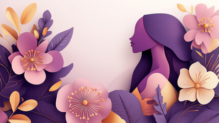 March 8 Women’s Day Special Discounts Banner with Flowers 