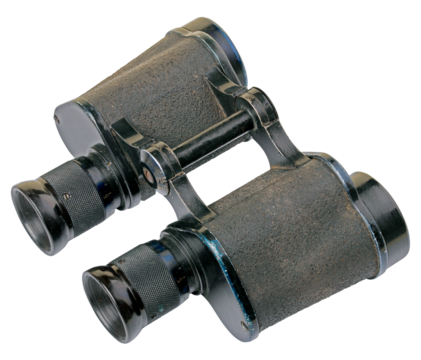 Black binoculars on isolated background.