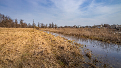 Field with a river running through it