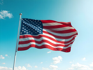 Obraz premium United States Flag: A Vibrant Wave of Stars and Stripes in Dynamic Motion