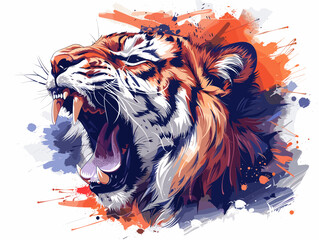 Abstract vector illustration of a tiger on a white background