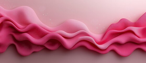 Pink wave with hearts on it. The pink wave is made of a material that looks like fabric