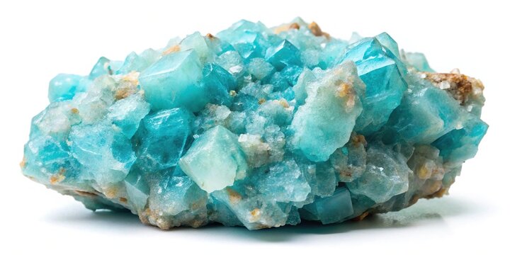 Close-up of raw hemimorphite zinc mineral rock specimen on white background