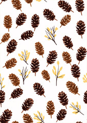 Minimalist Pine Cone and Holiday Patterns - Wrapping Paper & Backgrounds - Prints