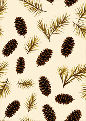 Minimalist Pine Cone and Holiday Patterns - Wrapping Paper & Backgrounds - Prints