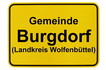 Illustration eines Ortsschildes der Gemeinde Burgdorf in Niedersachsen