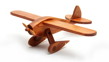 Wooden plane isolated on white. Child's toy