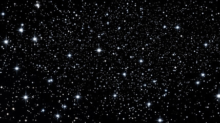 Numerous small and large stars are densely packed against a completely black background, creating a realistic depiction of a star-filled night sky
