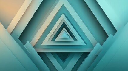 Abstract design featuring layered teal triangles creating a sense of depth and perspective.