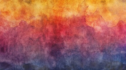 Obraz premium A vibrant abstract watercolor painting blending warm hues of orange, red, and purple.