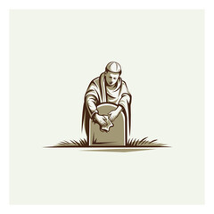 Grave Logo | Grave Cleaning Logo | Cleaning Logo | Arabic Man wearing a Jubbah | Jubbah