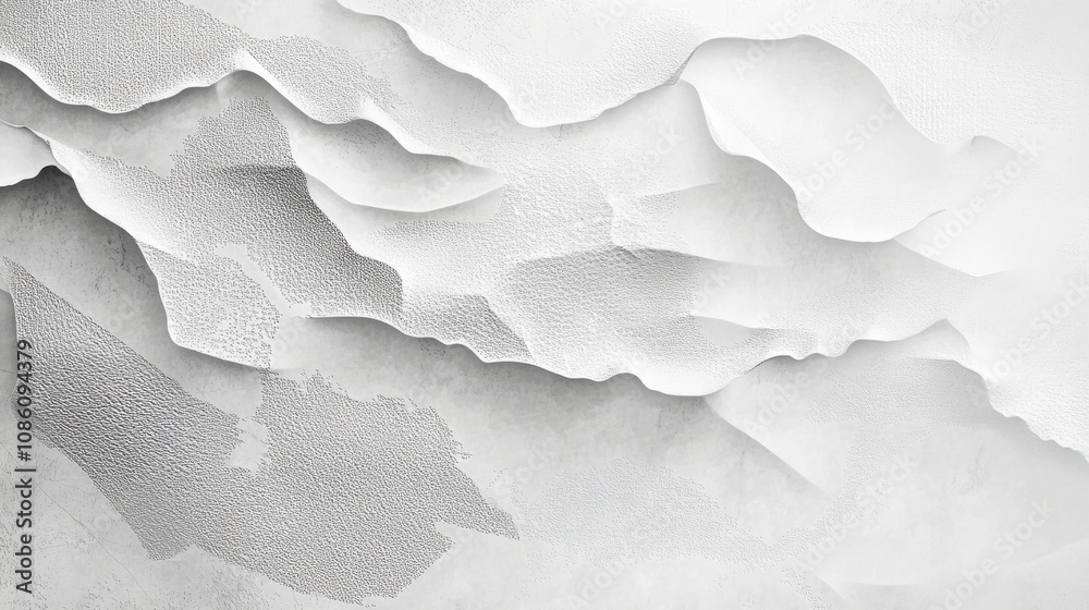 Poster abstract white textured background with layered waves creating a sense of depth and movement.